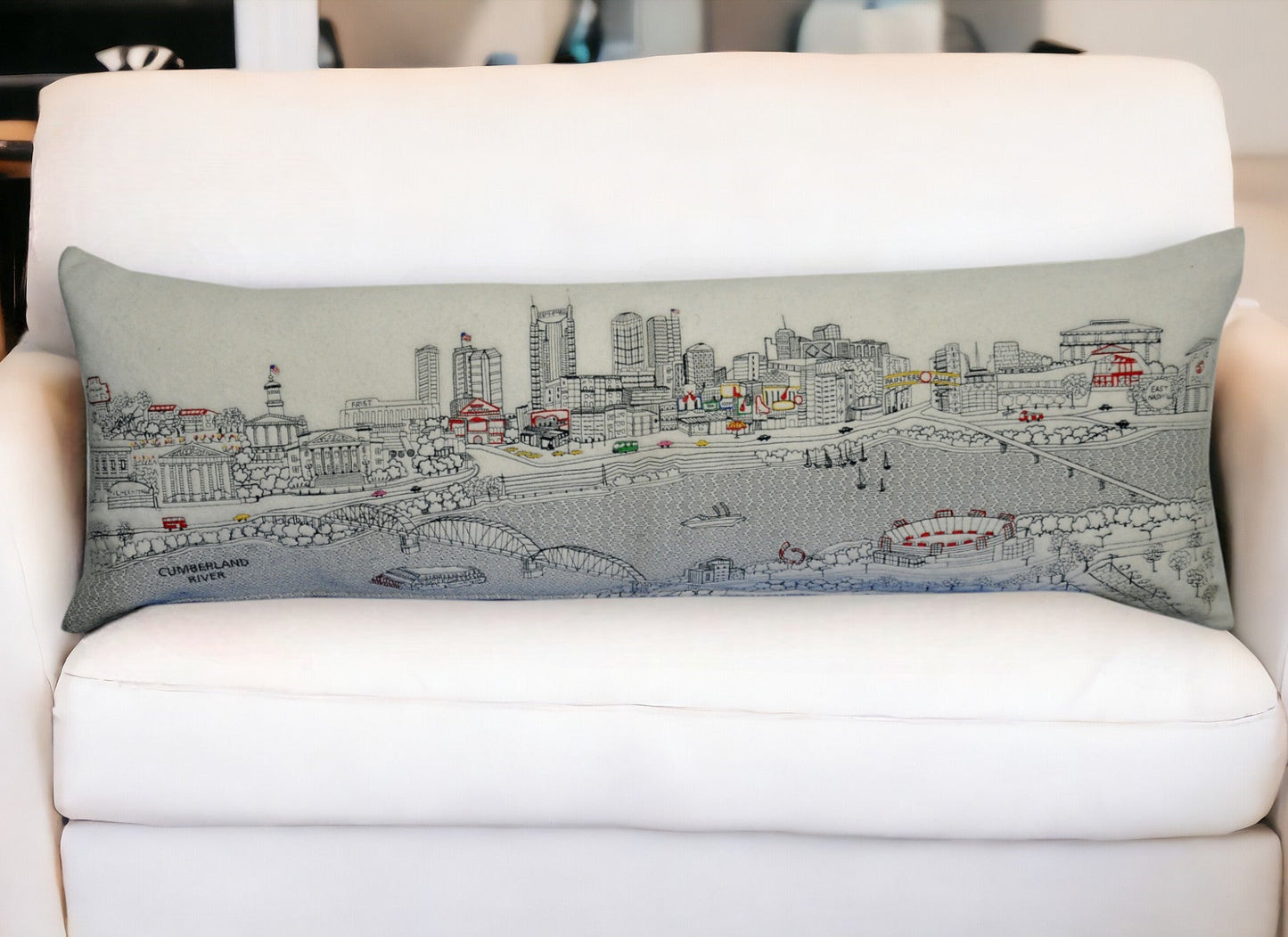 46" White Nashville Daylight Skyline Lumbar Decorative Pillow FurniFindUSA