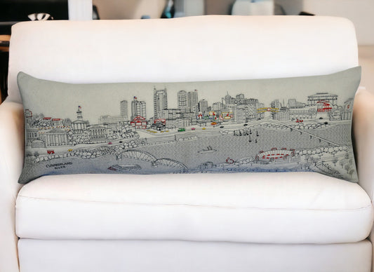46" White Nashville Daylight Skyline Lumbar Decorative Pillow FurniFindUSA