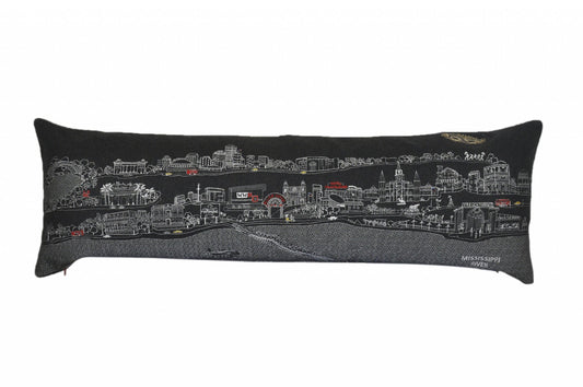 46" Black New Orleans Nighttime Skyline Lumbar Decorative Pillow FurniFindUSA