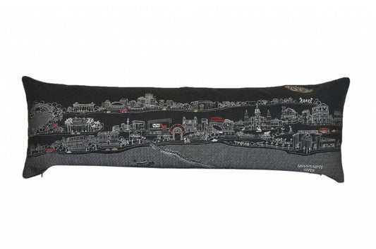 14" X 46" Cream New Orleans Daylight Skyline Lumbar Decorative Pillow