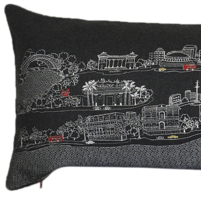 46" Black New Orleans Nighttime Skyline Lumbar Decorative Pillow FurniFindUSA