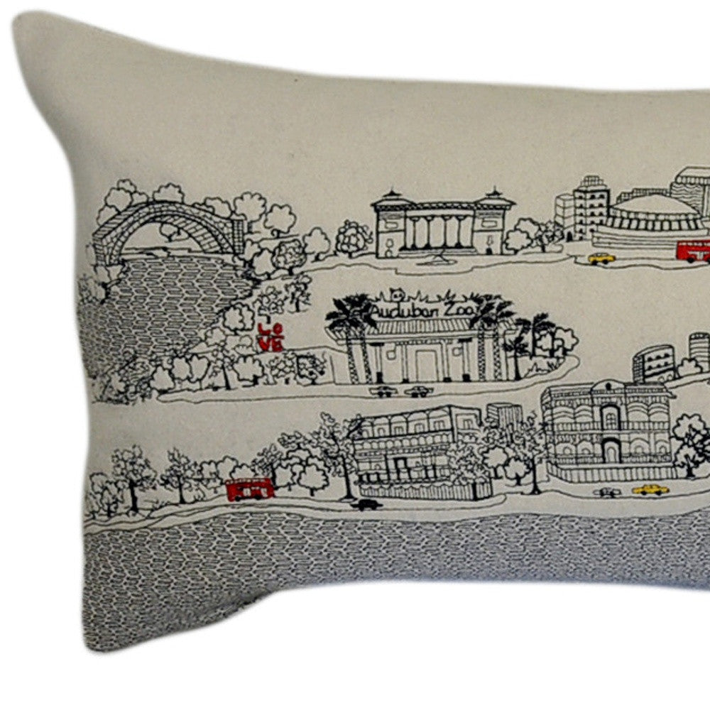 46" White New Orleans Daylight Skyline Lumbar Decorative Pillow FurniFindUSA