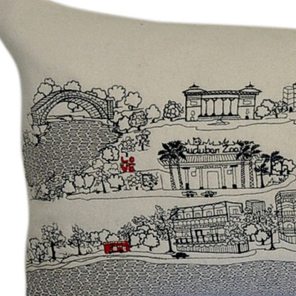 14" X 46" Cream New Orleans Daylight Skyline Lumbar Decorative Pillow HomeRoots