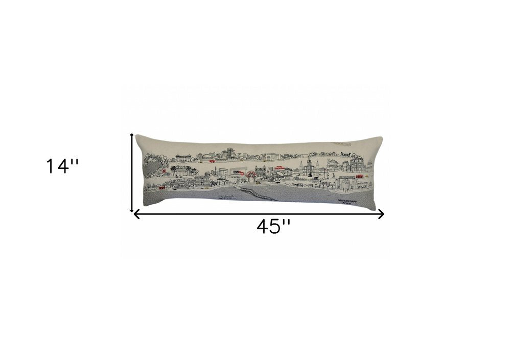 14" X 46" Cream New Orleans Daylight Skyline Lumbar Decorative Pillow HomeRoots