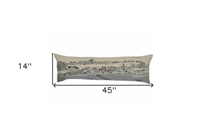 14" X 46" Cream New Orleans Daylight Skyline Lumbar Decorative Pillow HomeRoots