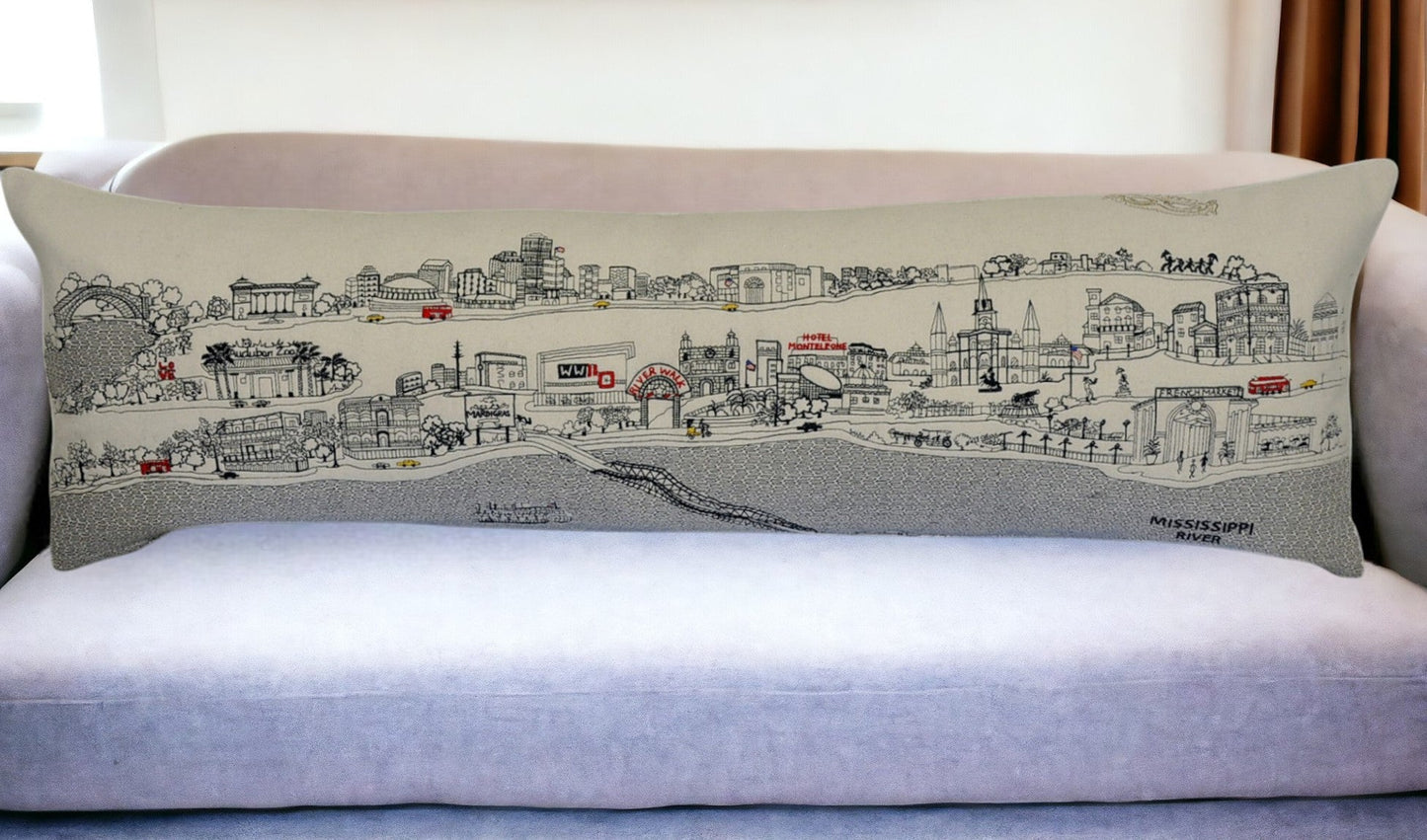 46" White New Orleans Daylight Skyline Lumbar Decorative Pillow FurniFindUSA