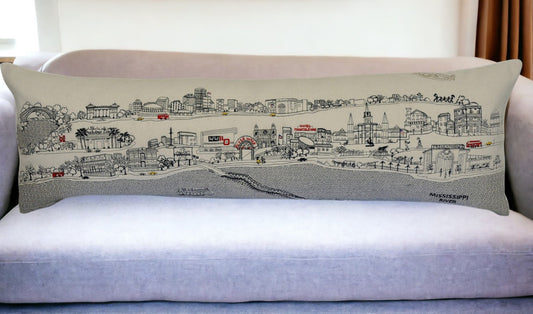 46" White New Orleans Daylight Skyline Lumbar Decorative Pillow FurniFindUSA