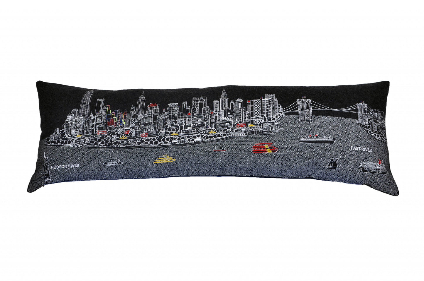 46" Black NYC Nighttime Skyline Lumbar Decorative Pillow FurniFindUSA