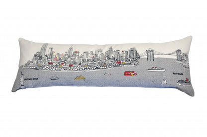 46" White NYC Daylight Skyline Lumbar Decorative Pillow FurniFindUSA
