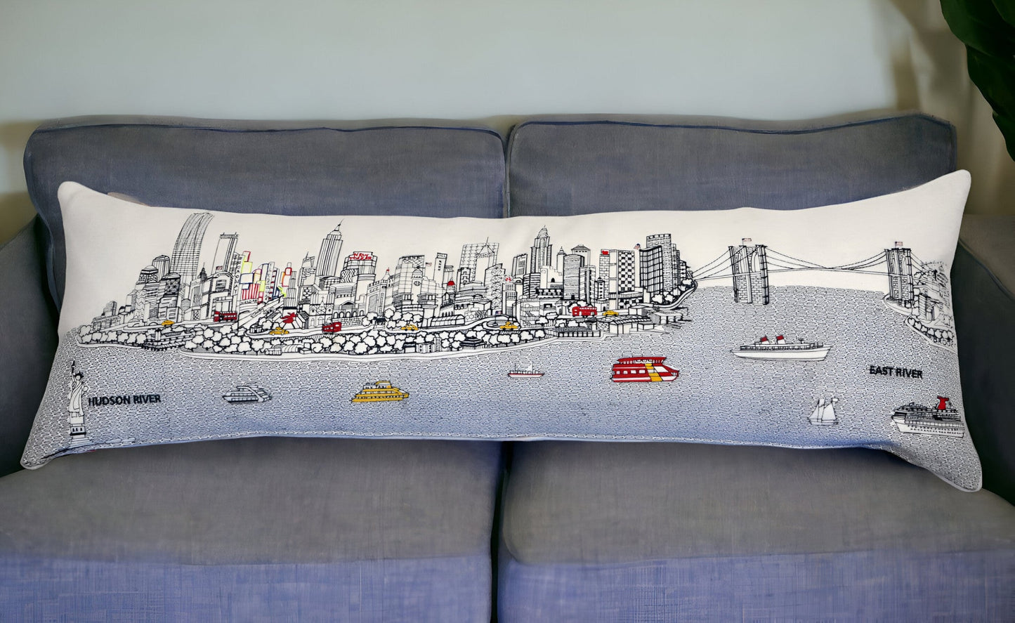 46" White NYC Daylight Skyline Lumbar Decorative Pillow FurniFindUSA
