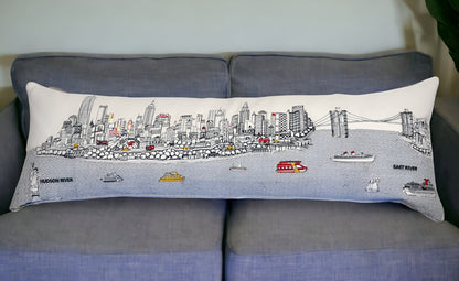 46" White NYC Daylight Skyline Lumbar Decorative Pillow FurniFindUSA