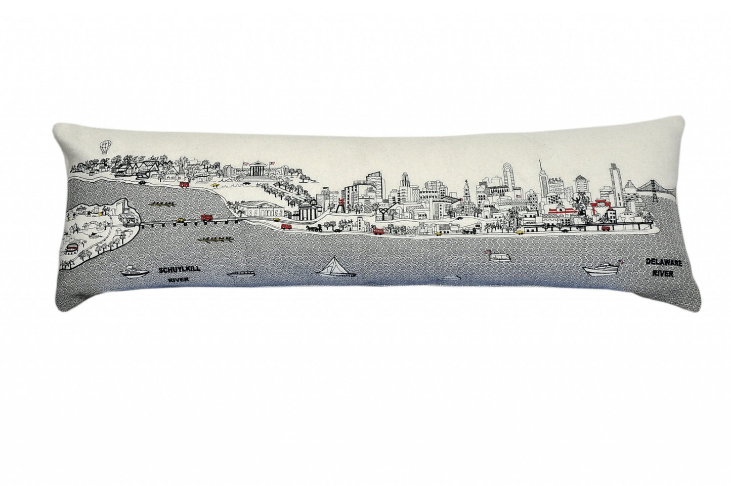 46" White Philadelphia Daylight Skyline Lumbar Decorative Pillow FurniFindUSA