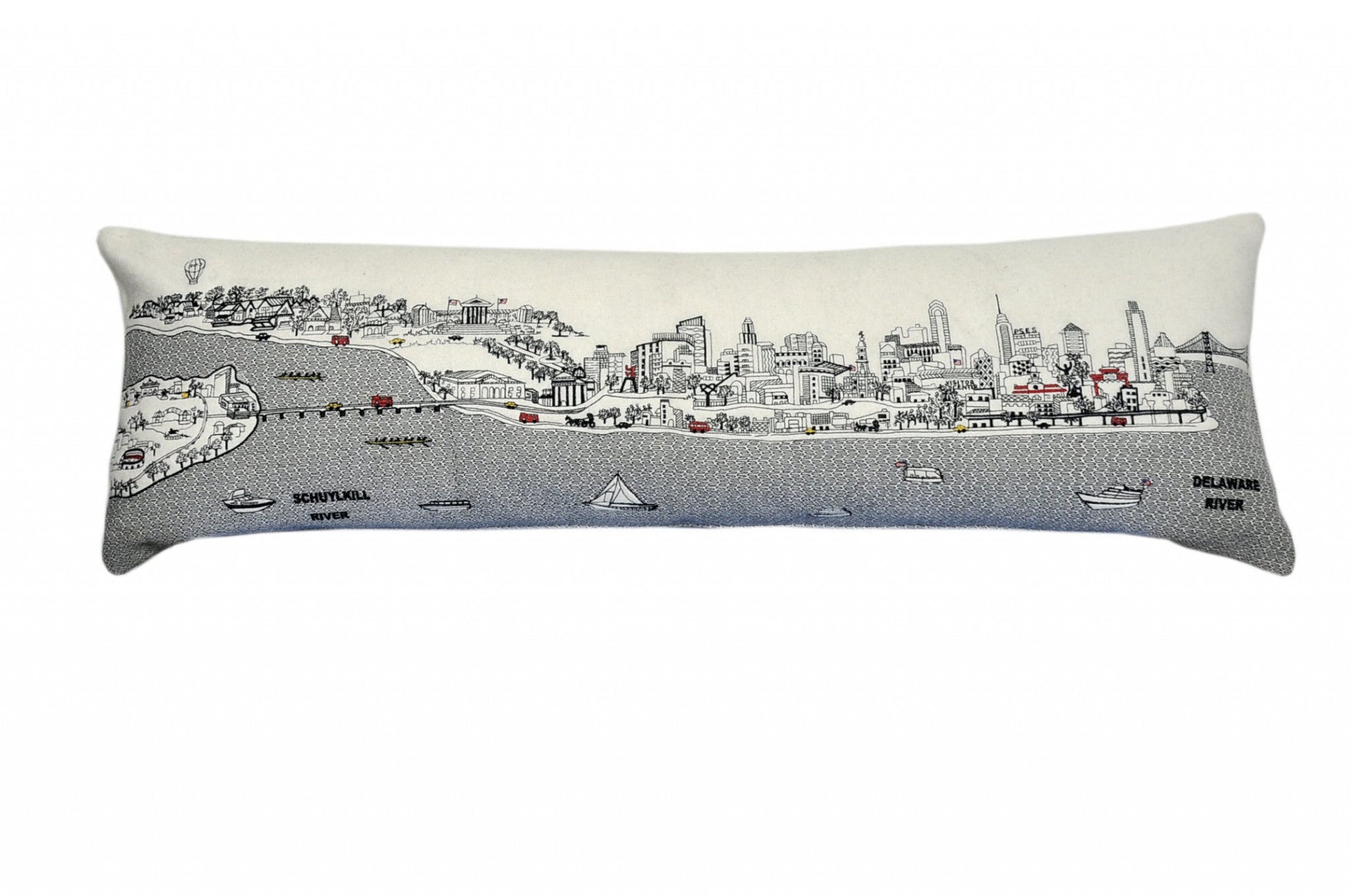 46" White Philadelphia Daylight Skyline Lumbar Decorative Pillow FurniFindUSA