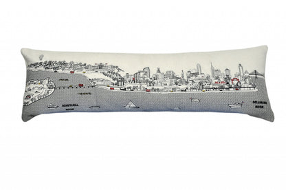 46" White Philadelphia Daylight Skyline Lumbar Decorative Pillow FurniFindUSA