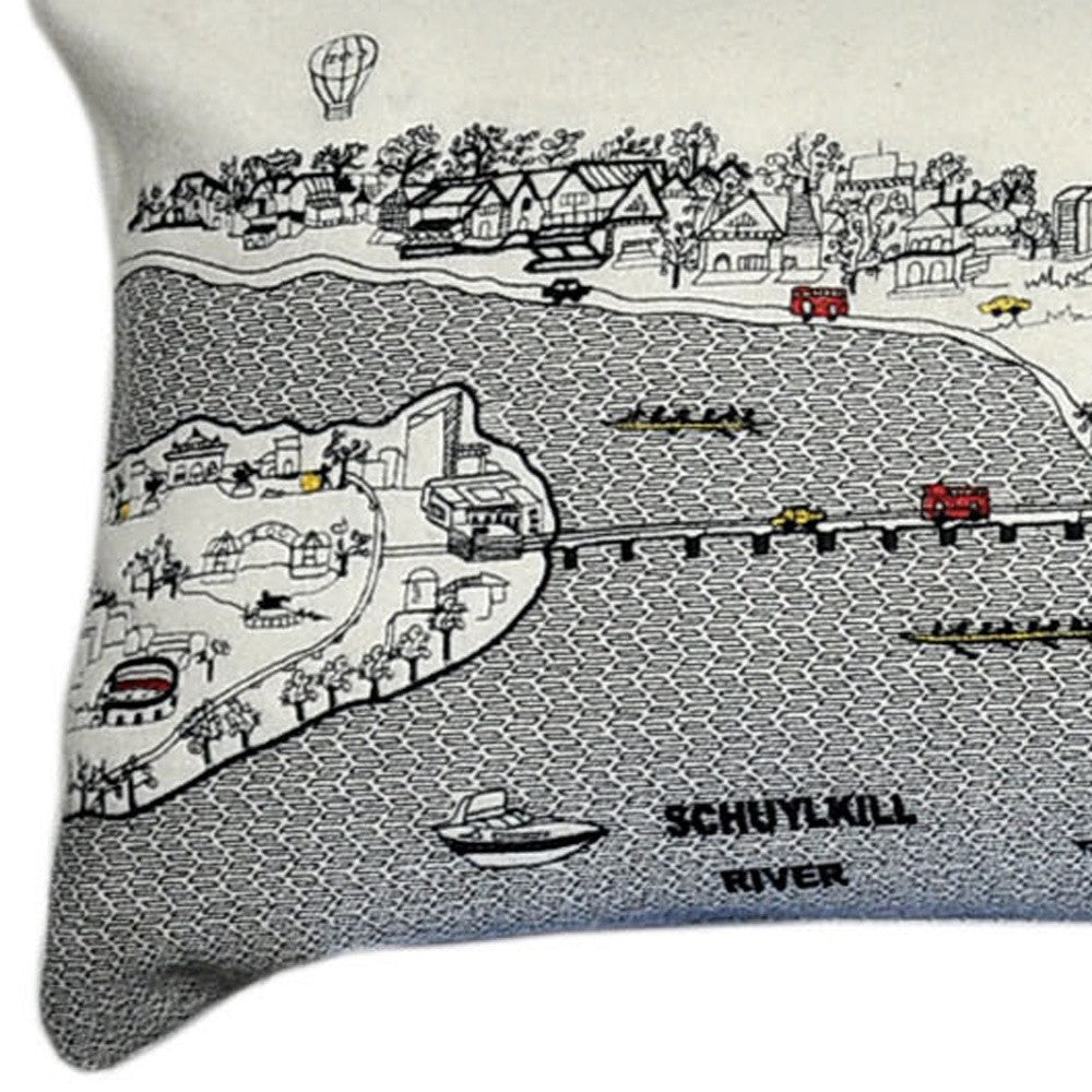 46" White Philadelphia Daylight Skyline Lumbar Decorative Pillow FurniFindUSA
