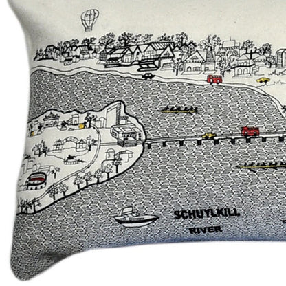 46" White Philadelphia Daylight Skyline Lumbar Decorative Pillow FurniFindUSA