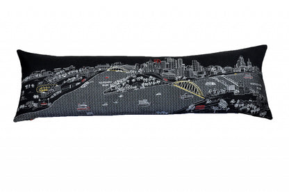 46" Black Pittsburgh Nighttime Skyline Lumbar Decorative Pillow FurniFindUSA