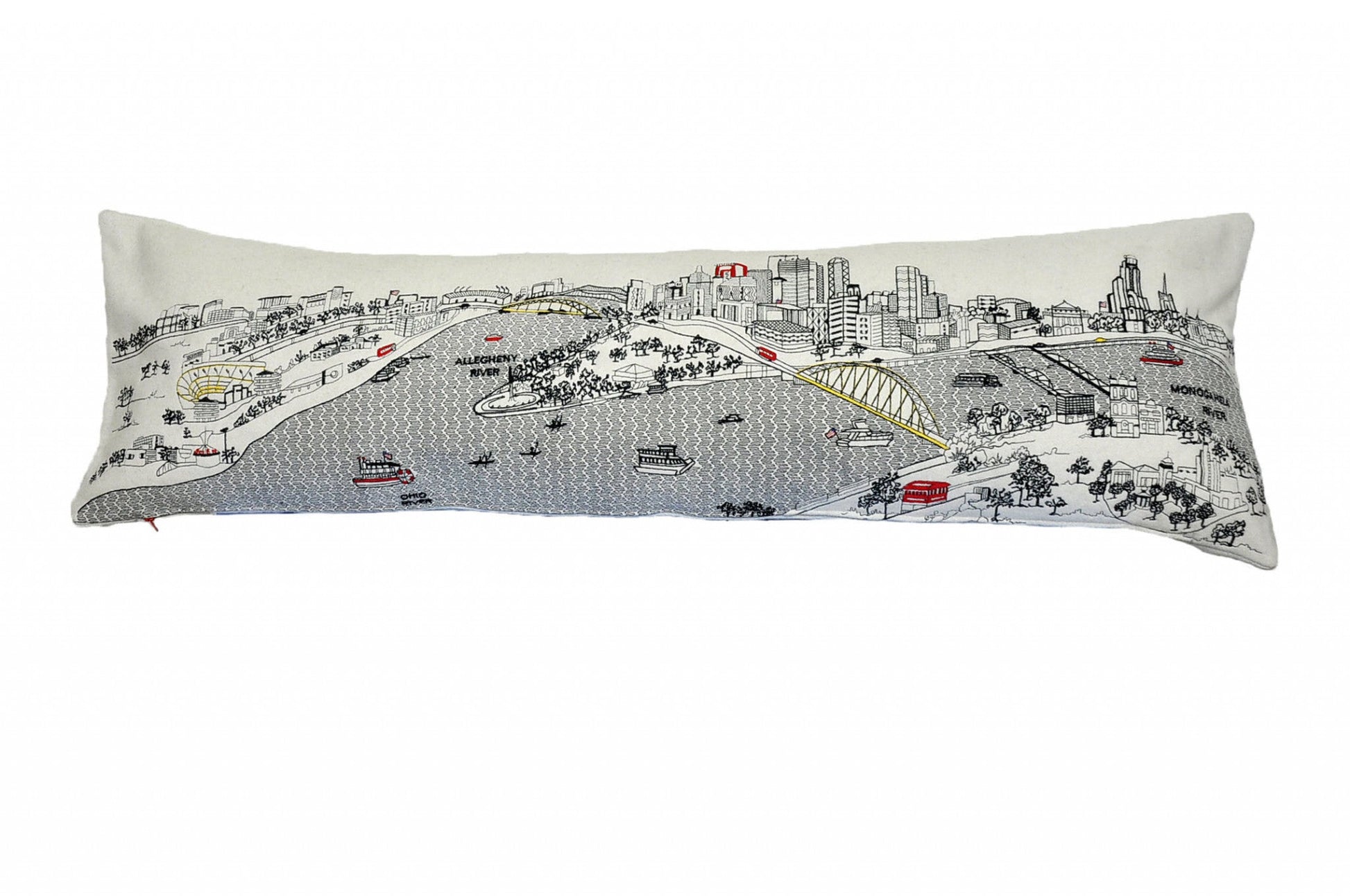 46" White Pittsburgh Daylight Skyline Lumbar Decorative Pillow FurniFindUSA