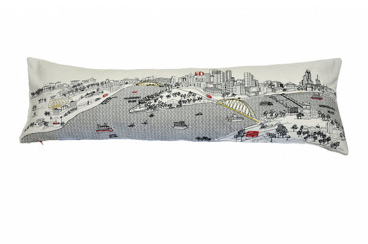 46" White Pittsburgh Daylight Skyline Lumbar Decorative Pillow FurniFindUSA