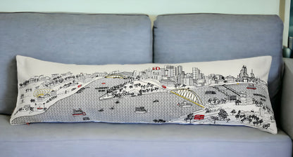 46" White Pittsburgh Daylight Skyline Lumbar Decorative Pillow FurniFindUSA