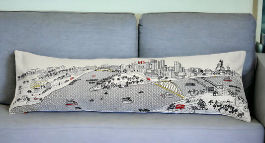 46" White Pittsburgh Daylight Skyline Lumbar Decorative Pillow FurniFindUSA