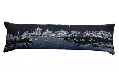 46" Black Rome Nighttime Skyline Lumbar Decorative Pillow FurniFindUSA