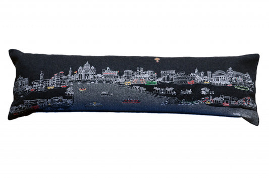 46" Black Rome Nighttime Skyline Lumbar Decorative Pillow FurniFindUSA