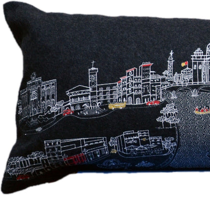 46" Black Rome Nighttime Skyline Lumbar Decorative Pillow FurniFindUSA