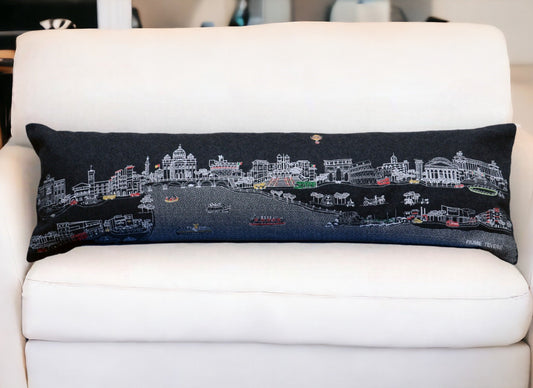 46" Black Rome Nighttime Skyline Lumbar Decorative Pillow FurniFindUSA