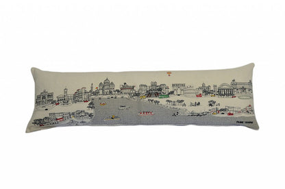 14" X 46" Dark Gray And White Rome Nighttime Skyline Lumbar Decorative Pillow HomeRoots