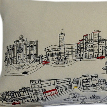 14" X 46" Dark Gray And White Rome Nighttime Skyline Lumbar Decorative Pillow HomeRoots