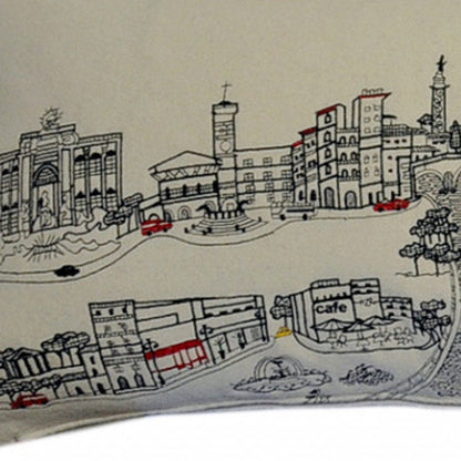14" X 46" Dark Gray And White Rome Nighttime Skyline Lumbar Decorative Pillow HomeRoots