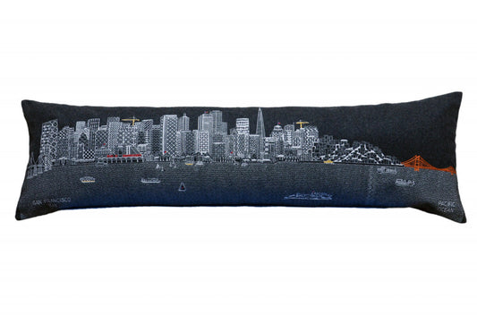 46" Black San Francisco Nighttime Skyline Lumbar Decorative Pillow FurniFindUSA