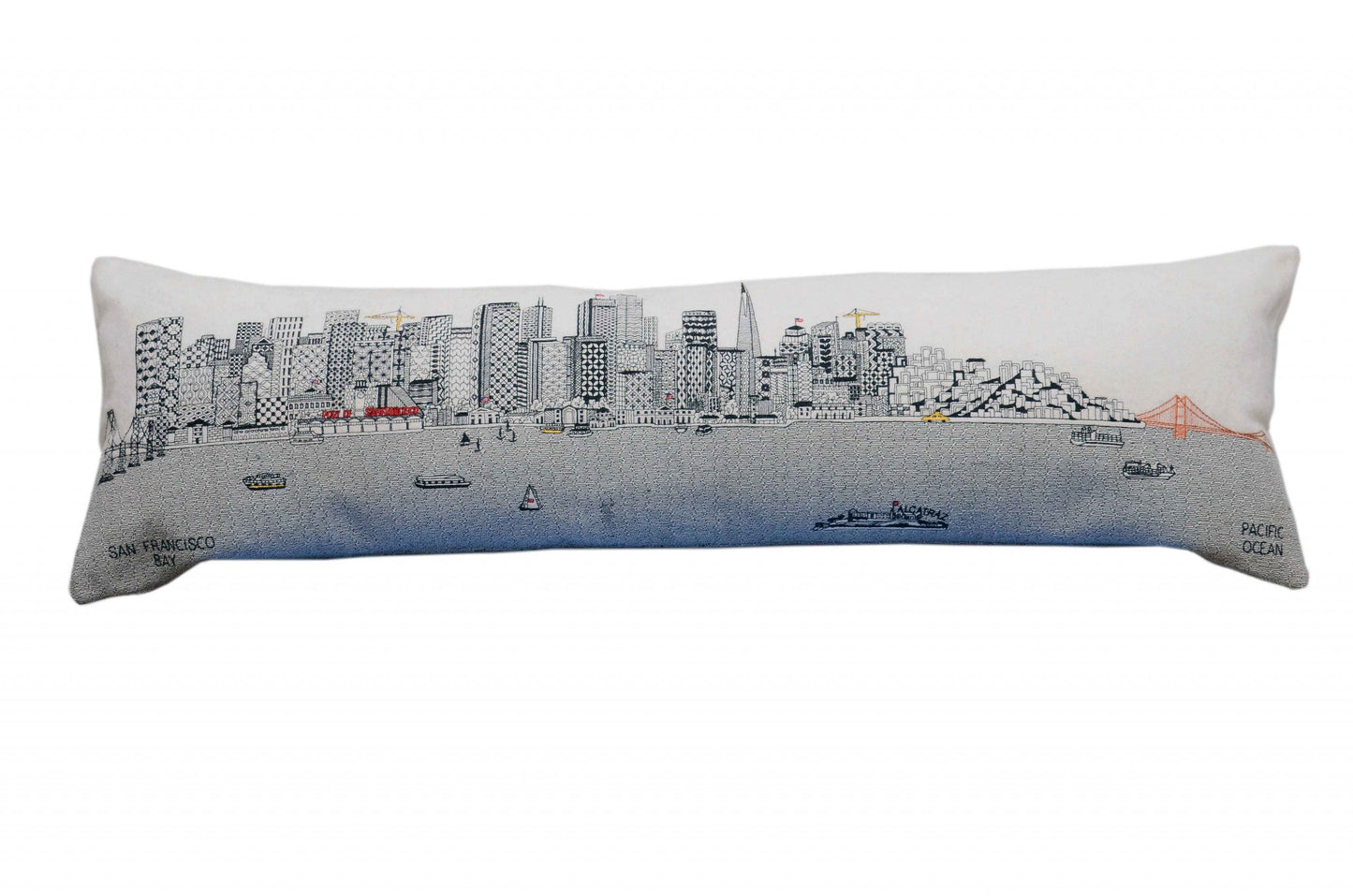 46" White San Francisco Daylight Skyline Lumbar Decorative Pillow FurniFindUSA
