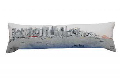 46" White San Francisco Daylight Skyline Lumbar Decorative Pillow FurniFindUSA