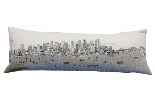46" White Seattle Daylight Skyline Lumbar Decorative Pillow FurniFindUSA