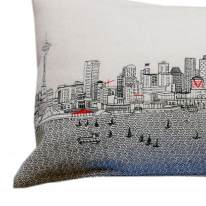 46" White Seattle Daylight Skyline Lumbar Decorative Pillow FurniFindUSA