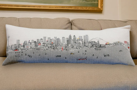 46" White Seattle Daylight Skyline Lumbar Decorative Pillow FurniFindUSA