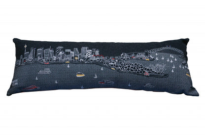 46" Black Sydney Nighttime Skyline Lumbar Decorative Pillow FurniFindUSA