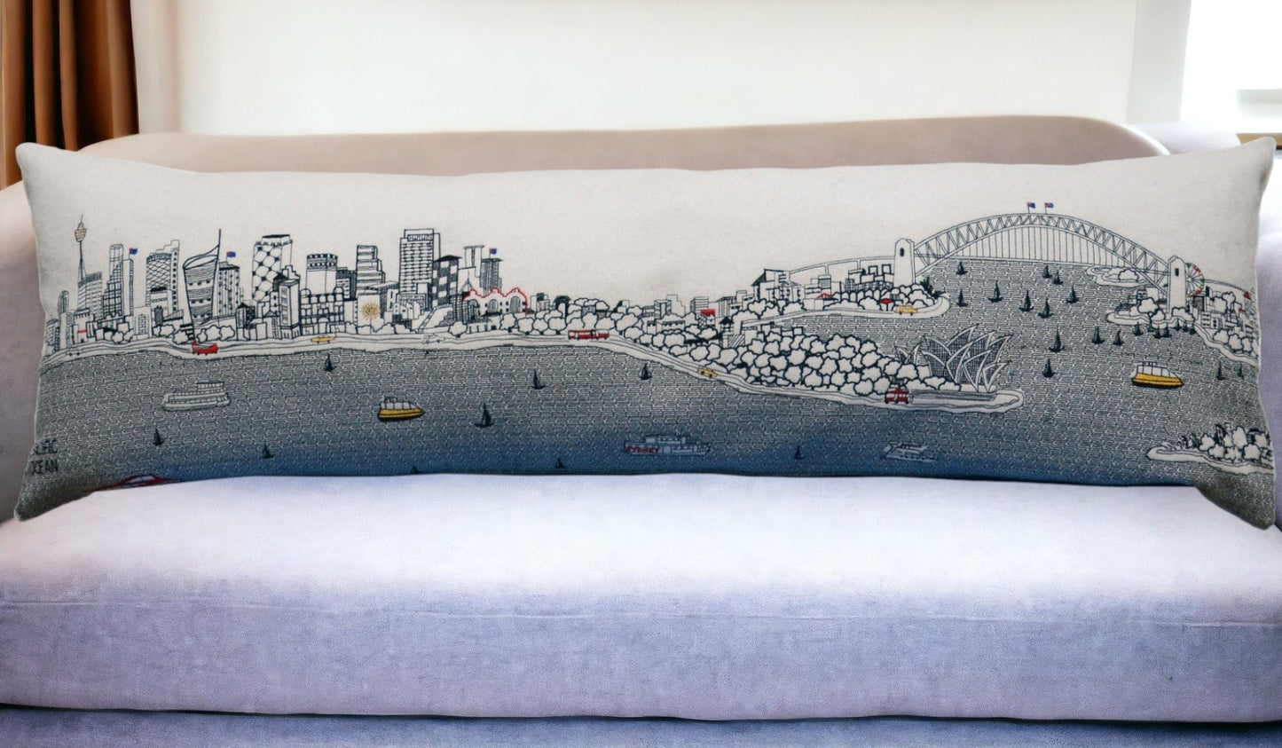 46" White Sydney Daylight Skyline Lumbar Decorative Pillow FurniFindUSA