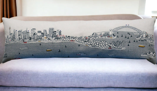 46" White Sydney Daylight Skyline Lumbar Decorative Pillow FurniFindUSA