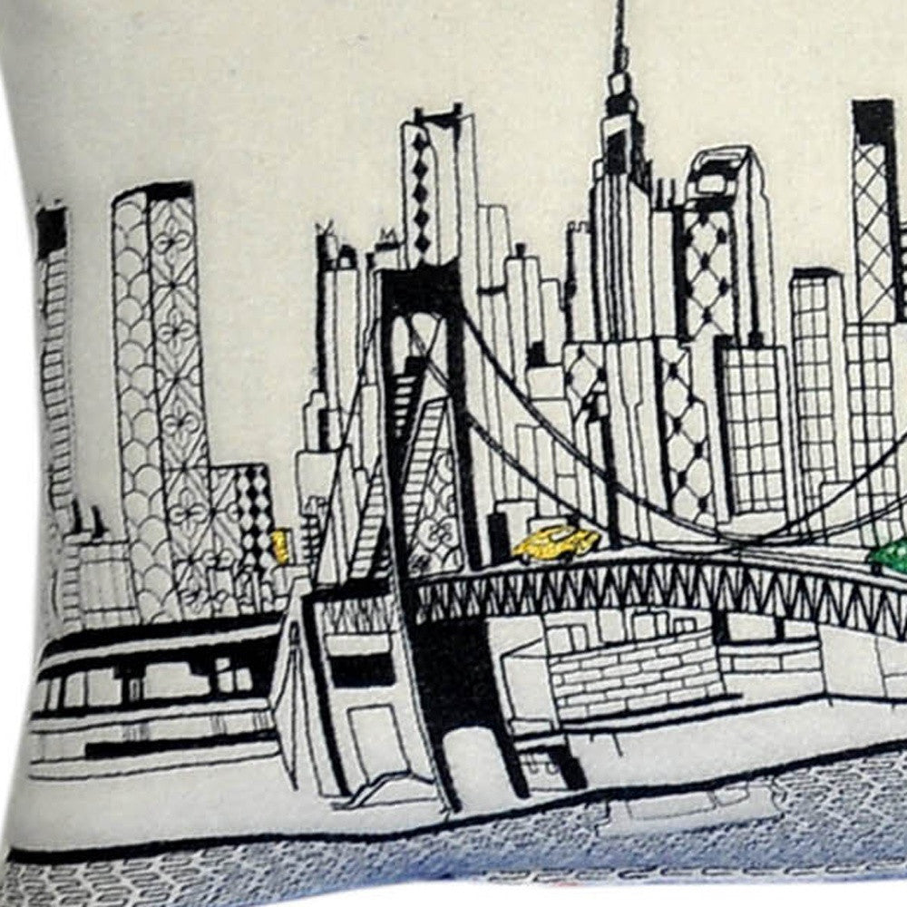46" White Tokyo Daylight Skyline Lumbar Decorative Pillow FurniFindUSA