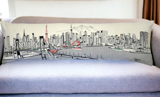 46" White Tokyo Daylight Skyline Lumbar Decorative Pillow FurniFindUSA