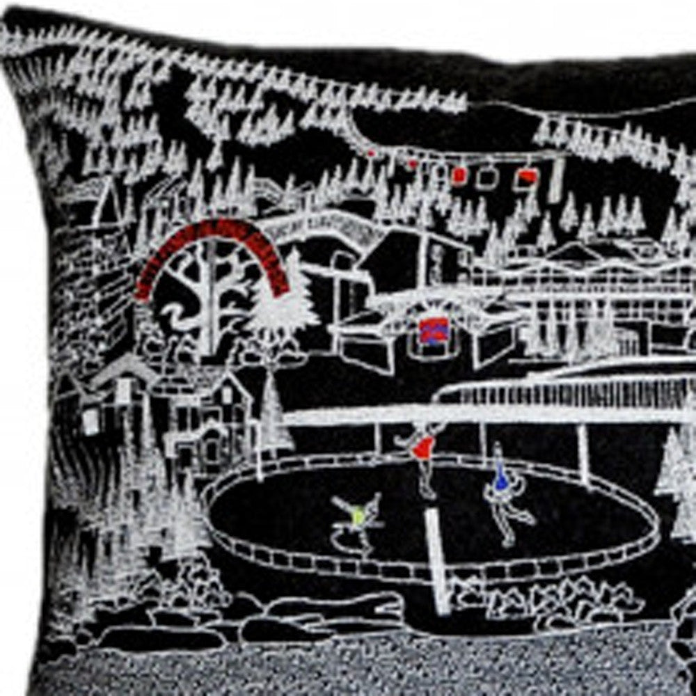 46" Black Vail Nighttime Skyline Lumbar Decorative Pillow FurniFindUSA