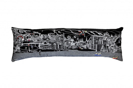 46" Black Vail Nighttime Skyline Lumbar Decorative Pillow FurniFindUSA