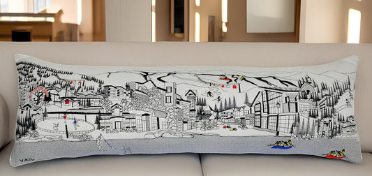 46" White Vail Daylight Skyline Lumbar Decorative Pillow FurniFindUSA