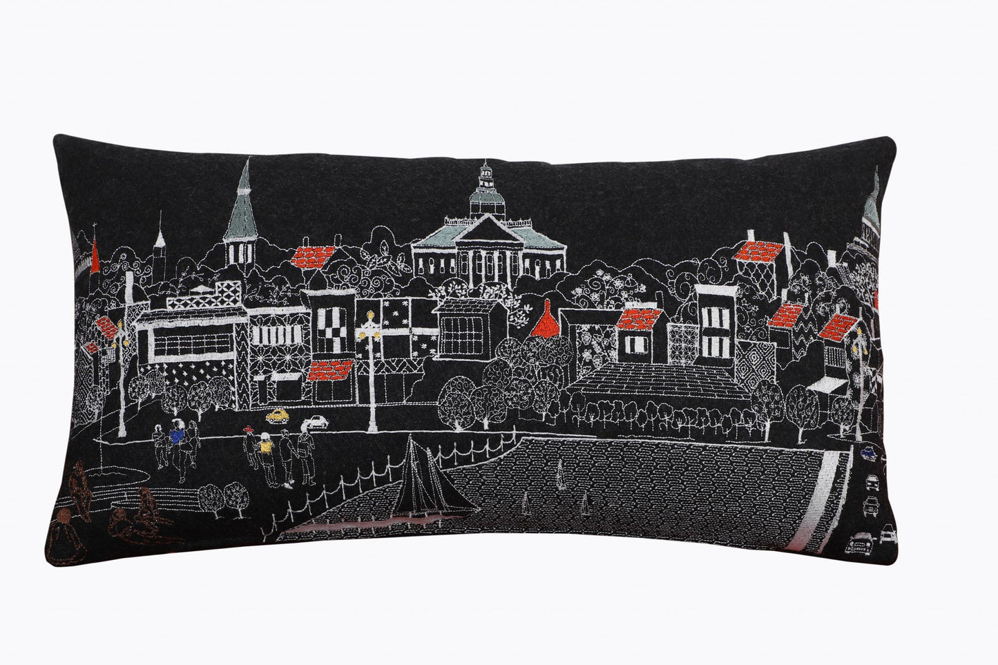 14" X 24" Black and White Wool Lumbar Throw Pillow FurniFindUSA