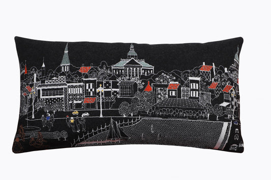 14" X 24" Black and White Wool Lumbar Throw Pillow FurniFindUSA