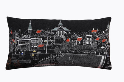 14" X 24" Dark Gray And White Annapolis Nighttime Skyline Lumbar Decorative Pillow HomeRoots