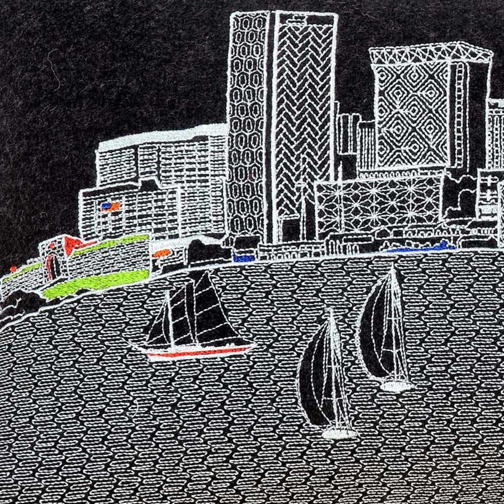25" Black Austin Nighttime Skyline Lumbar Decorative Pillow FurniFindUSA